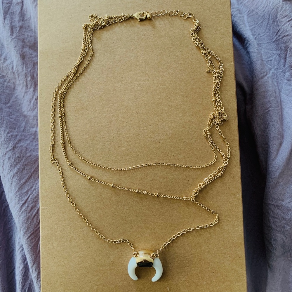 Moon Crescent Three Layer Necklace